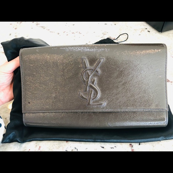 YSL patent clutch in dark gray - Picture 2 of 11